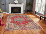 handmade Medallion, Traditional Tabriz Red Green Hand Knotted RECTANGLE 100% WOOL area rug 10x13