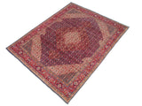 handmade Medallion, Traditional Tabriz Mahi Blue Red Hand Knotted RECTANGLE 100% WOOL area rug 10x13
