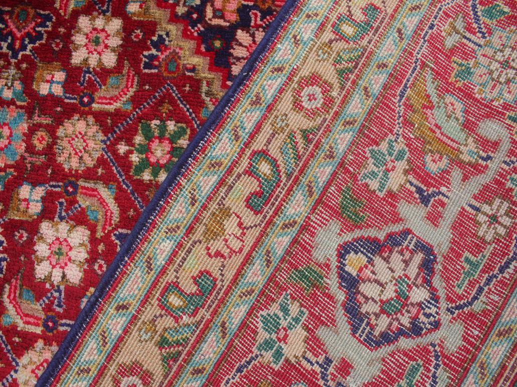 handmade Medallion, Traditional Tabriz Mahi Blue Red Hand Knotted RECTANGLE 100% WOOL area rug 10x13