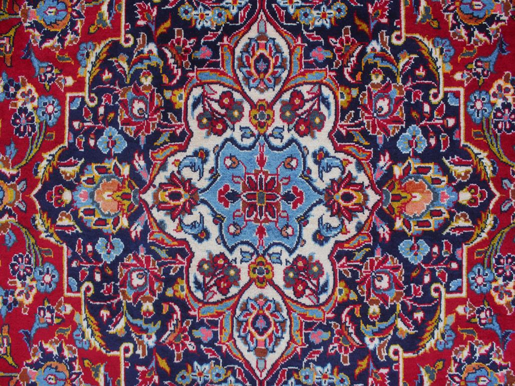 handmade Medallion, Traditional Kashan Red Blue Hand Knotted RECTANGLE 100% WOOL area rug 8x12