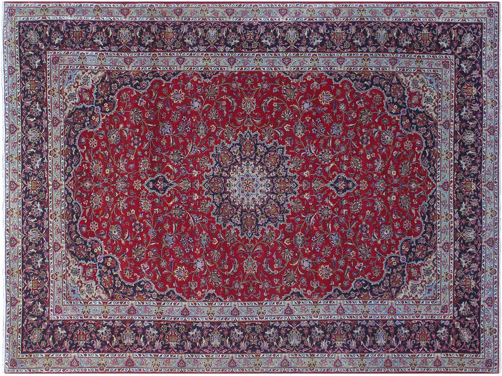 handmade Medallion, Traditional Kashan Red Purple Hand Knotted RECTANGLE 100% WOOL area rug 10x14