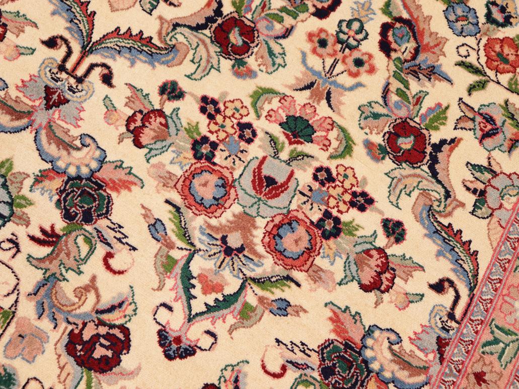 handmade Traditional Kazveen Ivory Green Hand Knotted RECTANGLE 100% WOOL area rug 10x14