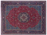 handmade Medallion, Traditional Kashan Red Purple Hand Knotted RECTANGLE 100% WOOL area rug 10x13