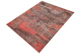 handmade Modern Gray Rust Hand Knotted RECTANGLE WOOL&SILK area rug 9x12