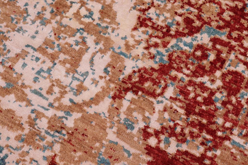 handmade Modern Red Blue Hand Knotted RECTANGLE WOOL&SILK area rug 9x12