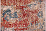 Eclectic Ziegler Hansen Red Blue Wool&Silk Rug - 9'1'' x 11'8''