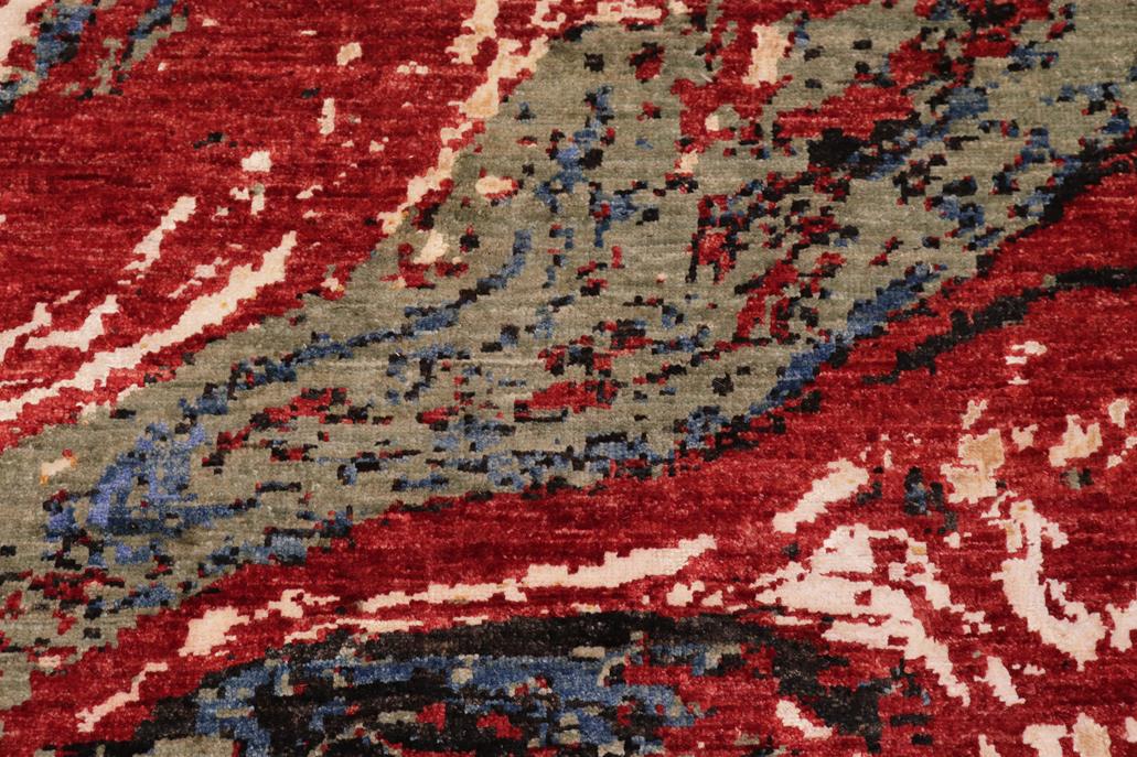 handmade Modern Red Blue Hand Knotted RECTANGLE WOOL&SILK area rug 9x12