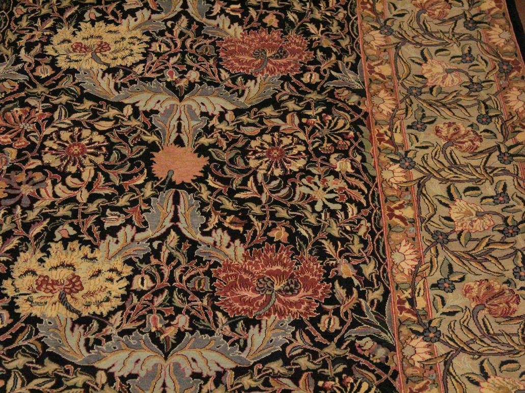 handmade Traditional William Black Taupe Hand Knotted RECTANGLE 100% WOOL area rug 9x12