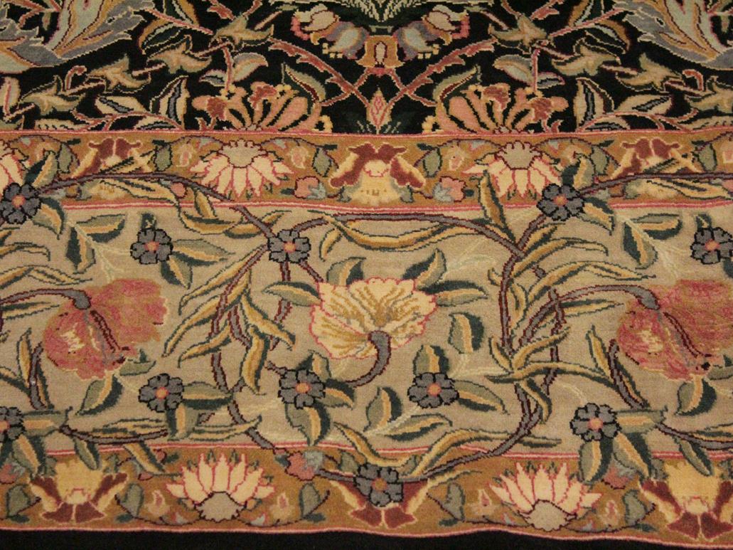 handmade Traditional William Black Taupe Hand Knotted RECTANGLE 100% WOOL area rug 9x12