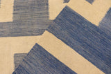 handmade Modern Kilim, New arrival Blue Beige Hand-Woven RECTANGLE 100% WOOL area rug 5' x 7'