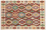handmade Traditional Kilim, New arrival Rust Beige Hand-Woven RECTANGLE 100% WOOL area rug 5' x 6'