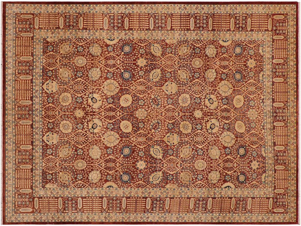 handmade Traditional Tabrizjalil Maroon Blue Hand Knotted RECTANGLE 100% WOOL area rug 9x12