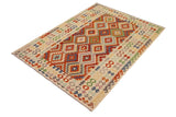 handmade Traditional Kilim, New arrival Rust Beige Hand-Woven RECTANGLE 100% WOOL area rug 7' x 10'