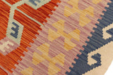 handmade Modern Kilim, New arrival Rust Blue Hand-Woven RECTANGLE 100% WOOL area rug 4' x 6'