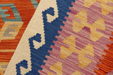 handmade Modern Kilim, New arrival Rust Blue Hand-Woven RECTANGLE 100% WOOL area rug 4' x 6'