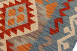 handmade Traditional Kilim, New arrival Rust Blue Hand-Woven RECTANGLE 100% WOOL area rug 5' x 6'