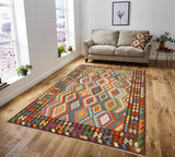 handmade Traditional Kilim, New arrival Rust Brown Hand-Woven RECTANGLE 100% WOOL area rug 7' x 10'