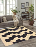 handmade Modern Kilim, New arrival Beige Black Hand-Woven RECTANGLE 100% WOOL area rug 5' x 8'
