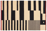 handmade Modern Kilim, New arrival Beige Black Hand-Woven RECTANGLE 100% WOOL area rug 7' x 10'