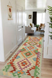 handmade Traditional Kilim, New arrival Blue Rust Hand-Woven RUNNER 100% WOOL area rug 3' x 9'