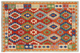 handmade Traditional Kilim, New arrival Rust Blue Hand-Woven RECTANGLE 100% WOOL area rug 5' x 7'
