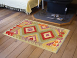 handmade Traditional Kilim, New arrival Blue Red Hand-Woven RECTANGLE 100% WOOL area rug 2' x 3'