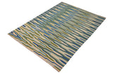 handmade Modern Kilim, New arrival Blue Beige Hand-Woven RECTANGLE 100% WOOL area rug 9' x 12'