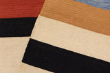 handmade Modern Kilim, New arrival Rust Blue Hand-Woven RECTANGLE 100% WOOL area rug 3' x 6'