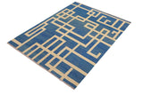 handmade Modern Kilim, New arrival Blue Beige Hand-Woven RECTANGLE 100% WOOL area rug 8' x 10'