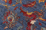 handmade Traditional Kafkaz Chobi Ziegler Blue Rust Hand Knotted RECTANGLE WOOL&SILK area rug 9 x 12
