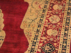 handmade Traditional Kirman Red Tan Hand Knotted RECTANGLE 100% WOOL area rug 9x12