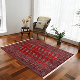 handmade Geometric Bokhara Red Rust Hand Knotted RECTANGLE 100% WOOL area rug 4' x 6'