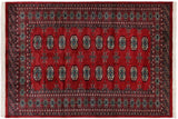 handmade Geometric Bokhara Red Green Hand Knotted RECTANGLE 100% WOOL area rug 4' x 6'