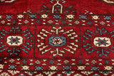 handmade Geometric Bokhara Red Blue Hand Knotted RECTANGLE 100% WOOL area rug 4' x 6'
