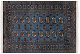 handmade Geometric Bokhara Blue Beige Hand Knotted RECTANGLE 100% WOOL area rug 4' x 6'