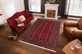 handmade Geometric Bokhara Red Beige Hand Knotted RECTANGLE 100% WOOL area rug 6' x 8'