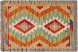 handmade Traditional Kilim, New arrival Gray Rust Hand-Woven RECTANGLE 100% WOOL area rug 2' x 3'