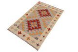 handmade Traditional Kilim, New arrival Beige Red Hand-Woven RECTANGLE 100% WOOL area rug 2' x 3'