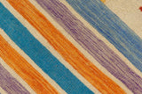 handmade Modern Kilim, New arrival Blue Beige Hand-Woven RECTANGLE 100% WOOL area rug 4' x 6'