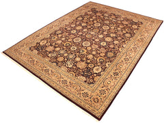 handmade Traditional Tabriz Maroon Tan Hand Knotted RECTANGLE 100% WOOL area rug 9x12