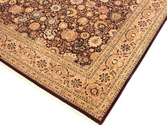 handmade Traditional Tabriz Maroon Tan Hand Knotted RECTANGLE 100% WOOL area rug 9x12