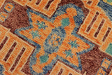 handmade Geometric Balouchi Blue Beige Hand Knotted RECTANGLE 100% WOOL area rug 4 x 6