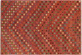 handmade Geometric Balouchi Magenta Red Hand Knotted RECTANGLE 100% WOOL area rug 5 x 8