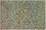 handmade Geometric Balouchi Blue Rust Hand Knotted RECTANGLE 100% WOOL area rug 5 x 8