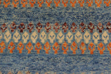 handmade Geometric Balouchi Blue Beige Hand Knotted RECTANGLE 100% WOOL area rug 5 x 7