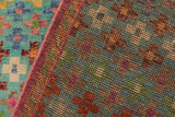 handmade Geometric Balouchi Blue Orange Hand Knotted RECTANGLE 100% WOOL area rug 5 x 8