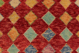 handmade Geometric Balouchi Red Blue Hand Knotted RECTANGLE 100% WOOL area rug 3 x 5