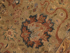 handmade Traditional Anmol Agra Taupe Beige Hand Knotted RECTANGLE 100% WOOL area rug 9x13