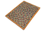 handmade Geometric Balouchi Blue Gold Hand Knotted RECTANGLE 100% WOOL area rug 4 x 5