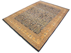 handmade Traditional Tabriz Blue Gold Hand Knotted RECTANGLE 100% WOOL area rug 9x12